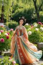古装爱情剧封面,汉服女主角花园场景唯美